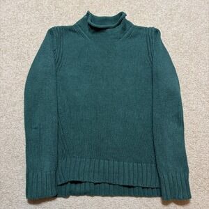 Vtg J Crew Always Sweater Womens Small Roll Neck Oarsman Green Cotton Knit 80s